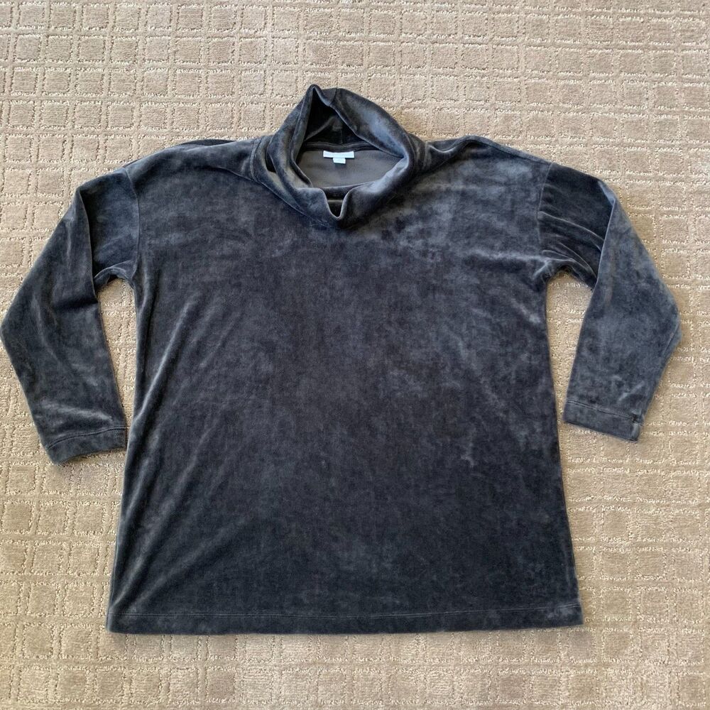 J Jill Velour Velvet Shirt Bundle Women MP (fits large) Mock Neck Oversized Soft - Picture 2 of 10